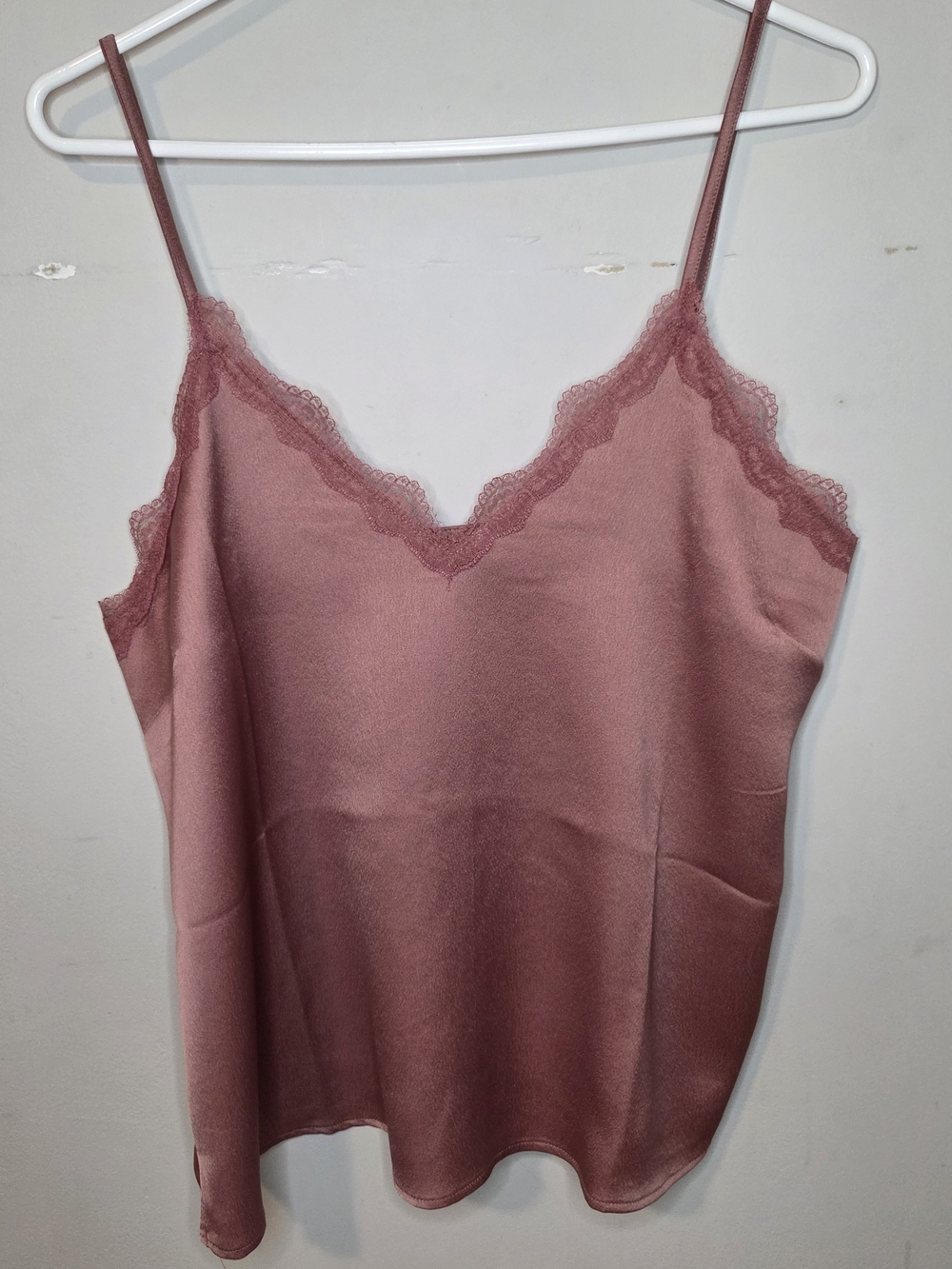 Lace-Trim Satin Camisole in Dusty Rose
